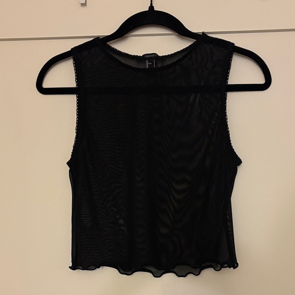 Forever 21 Black Sheer Mesh Tank Top